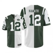 Wholesale Cheap Nike Jets #12 Joe Namath Green/White Men's Stitched NFL Elite Split Jersey