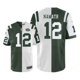 Wholesale Cheap Nike Jets #12 Joe Namath Green/White Men\'s Stitched NFL Elite Split Jersey