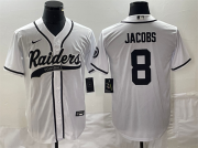 Wholesale Cheap Men's Las Vegas Raiders #8 Josh Jacobs White Cool Base Stitched Baseball Jersey