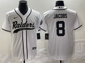 Wholesale Cheap Men\'s Las Vegas Raiders #8 Josh Jacobs White Cool Base Stitched Baseball Jersey