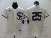 Wholesale Cheap Men's Chicago White Sox #25 Andrew Vaughn 2021 Cream Navy Field of Dreams Flex Base Stitched Jersey