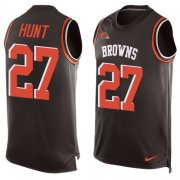 Wholesale Cheap Nike Browns #27 Kareem Hunt Brown Team Color Men's Stitched NFL Limited Tank Top Jersey