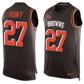 Wholesale Cheap Nike Browns #27 Kareem Hunt Brown Team Color Men\'s Stitched NFL Limited Tank Top Jersey