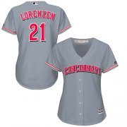 Wholesale Cheap Reds #21 Michael Lorenzen Grey Road Women's Stitched MLB Jersey