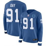 Wholesale Cheap Nike Colts #91 Sheldon Day Royal Blue Team Color Women's Stitched NFL Limited Therma Long Sleeve Jersey
