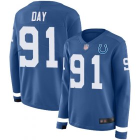 Wholesale Cheap Nike Colts #91 Sheldon Day Royal Blue Team Color Women\'s Stitched NFL Limited Therma Long Sleeve Jersey