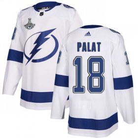 Cheap Adidas Lightning #18 Ondrej Palat White Road Authentic Youth 2020 Stanley Cup Champions Stitched NHL Jersey