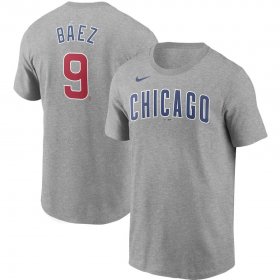 Wholesale Cheap Chicago Cubs #9 Javier Baez Nike Name & Number T-Shirt Gray