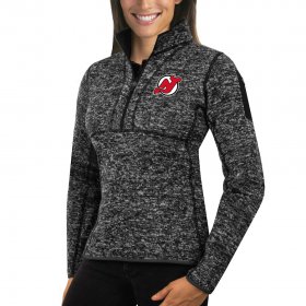 Wholesale Cheap New Jersey Devils Antigua Women\'s Fortune 1/2-Zip Pullover Sweater Charcoal