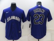 Wholesale Cheap Men's Colorado Rockies #23 Kris Bryant Purple Stitched MLB Cool Base Nike Jersey
