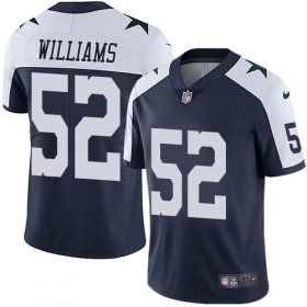 Wholesale Cheap Nike Cowboys #52 Connor Williams Navy Blue Thanksgiving Men\'s Stitched NFL Vapor Untouchable Limited Throwback Jersey