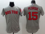 Wholesale Cheap Red Sox #15 Dustin Pedroia Grey Flexbase Authentic Collection Stitched MLB Jersey