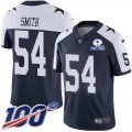 Wholesale Cheap Nike Cowboys #54 Jaylon Smith Navy Blue Thanksgiving Men's Stitched With Established In 1960 Patch NFL 100th Season Vapor Untouchable Limited Throwback Jersey