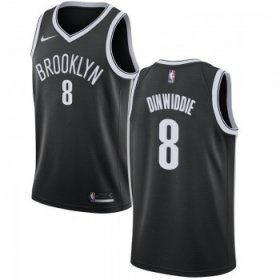 Wholesale Cheap Men\'s Brooklyn Nets #8 Spencer Dinwiddie Swingman Black Icon Edition Nike Jersey