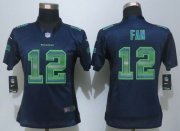 Wholesale Cheap Nike Seahawks #12 Fan Steel Blue Team Color Women's Stitched NFL Elite Strobe Jersey