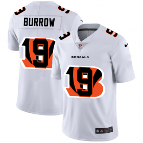 Wholesale Cheap Cincinnati Bengals #9 Joe Burrow White Men\'s Nike Team Logo Dual Overlap Limited NFL Jersey