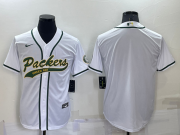 Wholesale Men's Green Bay Packers Blank White Stitched MLB Cool Base Nike Baseball Jersey