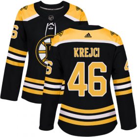 Wholesale Cheap Adidas Bruins #46 David Krejci Black Home Authentic Women\'s Stitched NHL Jersey