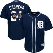 Wholesale Cheap Tigers #24 Miguel Cabrera Navy Blue Team Logo Fashion Stitched MLB Jersey