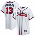 Wholesale Cheap Men's White Atlanta Braves #13 Ronald Acuna Jr. 2021 World Series Champions Cool Base Stitched Jersey