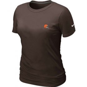Wholesale Cheap Women\'s Nike Cleveland Browns Chest Embroidered Logo T-Shirt Brown