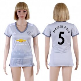 Wholesale Cheap Women\'s Manchester United #5 Marcos Rojo Sec Away Soccer Club Jersey