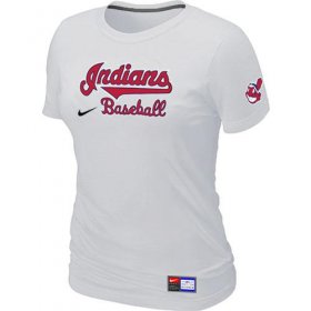 Wholesale Cheap Women\'s Nike Cleveland Indians Short Sleeve Practice T-Shirt White