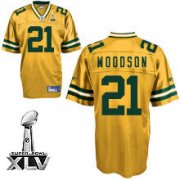 Wholesale Cheap Packers #21 Charles Woodson Yellow Bowl Super Bowl XLV Stitched NFL Jersey