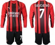 Wholesale Cheap Men 2021-2022 Club Ac Milan home red Long Sleeve 7 Soccer Jersey