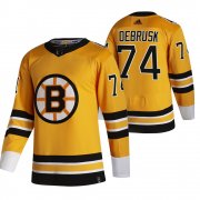 Wholesale Cheap Boston Bruins #74 Jake DeBrusk Yellow Men's Adidas 2020-21 Reverse Retro Alternate NHL Jersey