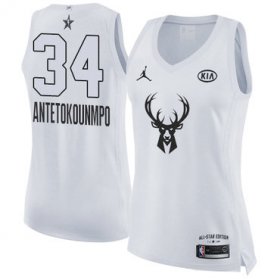 Wholesale Cheap Nike Milwaukee Bucks #34 Giannis Antetokounmpo White Women\'s NBA Jordan Swingman 2018 All-Star Game Jersey