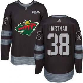 Wholesale Cheap Adidas Wild #38 Ryan Hartman Black 1917-2017 100th Anniversary Stitched NHL Jersey