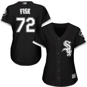 Wholesale Cheap White Sox #72 Carlton Fisk Black Alternate Women\'s Stitched MLB Jersey