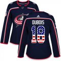 Wholesale Cheap Adidas Blue Jackets #18 Pierre-Luc Dubois Navy Blue Home Authentic USA Flag Women's Stitched NHL Jersey