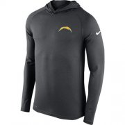 Wholesale Cheap Men's Los Angeles Chargers Nike Charcoal Stadium Touch Hooded Performance Long Sleeve T-Shirt