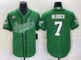 Wholesale Cheap Men\'s Philadelphia Eagles #7 Haason Reddick Green C Patch Cool Base Stitched Baseball Jersey