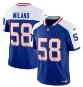 Wholesale Cheap Men's Buffalo Bills #58 Matt Milano Blue White 2023 F.U.S.E. Throwback Vapor Untouchable Limited Football Stitched Jersey