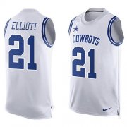 Wholesale Cheap Nike Cowboys #21 Ezekiel Elliott White Men's Stitched NFL Limited Tank Top Jersey