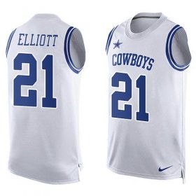 Wholesale Cheap Nike Cowboys #21 Ezekiel Elliott White Men\'s Stitched NFL Limited Tank Top Jersey