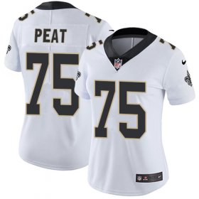 Wholesale Cheap Nike Saints #75 Andrus Peat White Women\'s Stitched NFL Vapor Untouchable Limited Jersey