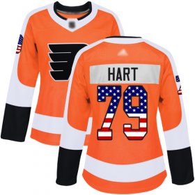 Wholesale Cheap Adidas Flyers #79 Carter Hart Orange Home Authentic USA Flag Women\'s Stitched NHL Jersey