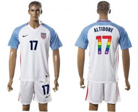 Wholesale Cheap USA #17 Altidore White Rainbow Soccer Country Jersey