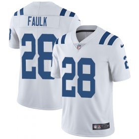 Wholesale Cheap Nike Colts #28 Marshall Faulk White Men\'s Stitched NFL Vapor Untouchable Limited Jersey