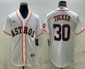 Wholesale Cheap Men\'s Houston Astros #30 Kyle Tucker White With Patch Stitched MLB Cool Base Nike Jersey
