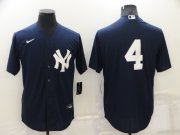 Wholesale Cheap Men's New York Yankees #4 Lou Gehrig No Name Black Stitched Nike Cool Base Throwback Jersey