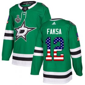 Wholesale Cheap Adidas Stars #12 Radek Faksa Green Home Authentic USA Flag 2020 Stanley Cup Final Stitched NHL Jersey