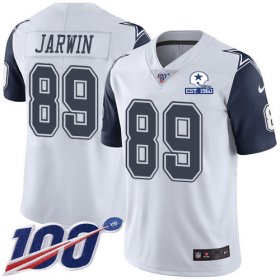 Wholesale Cheap Nike Cowboys #89 Blake Jarwin White Men\'s Stitched With Established In 1960 Patch NFL Limited Rush 100th Season Jersey