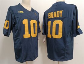 Cheap Men\'s Michigan Wolverines #10 Tom Brady 2023 F.U.S.E. Navy Stitched Jersey