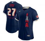 Wholesale Cheap Men's Los Angeles Angels #27 Mike Trout 2021 Navy All-Star Flex Base Stitched MLB Jersey