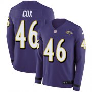 Wholesale Cheap Nike Ravens #46 Morgan Cox Purple Team Color Men's Stitched NFL Limited Therma Long Sleeve Jersey